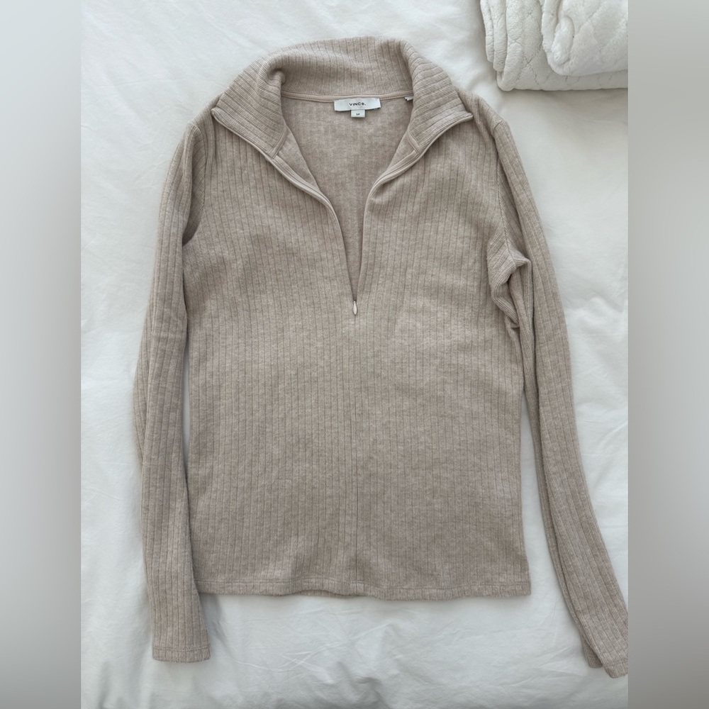 Vince Beige Ribbed Sweater